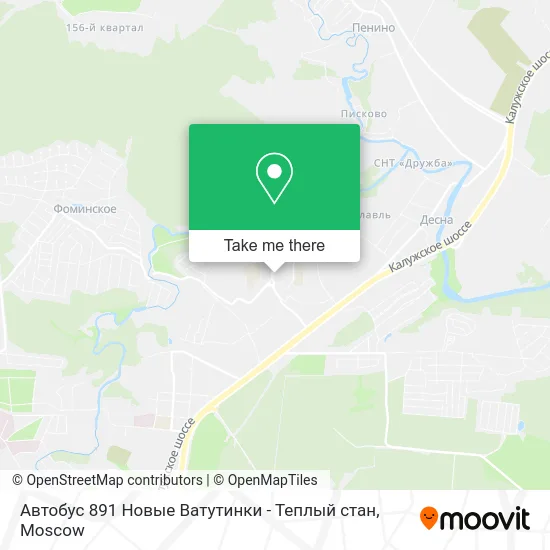 Автобус 891 Новые Ватутинки - Теплый стан map