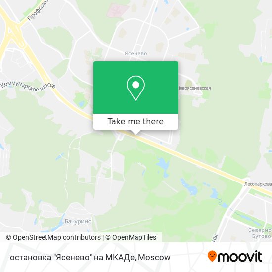 остановка "Ясенево" на МКАДе map