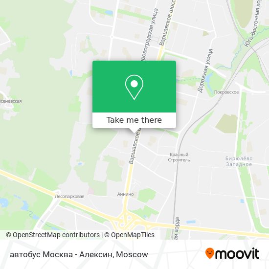 автобус Москва - Алексин map
