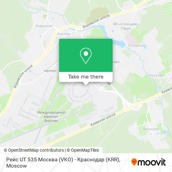 Рейс UT 535 Москва (VKO) - Краснодар (KRR) map