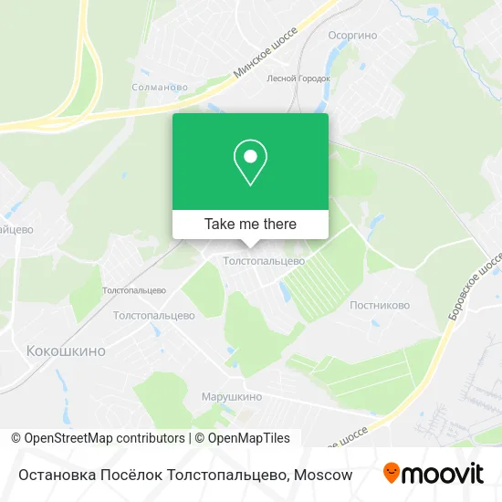 Остановка Посёлок Толстопальцево map