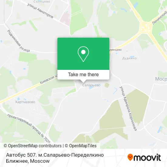Автобус 507. м.Саларьево-Переделкино Ближнее map