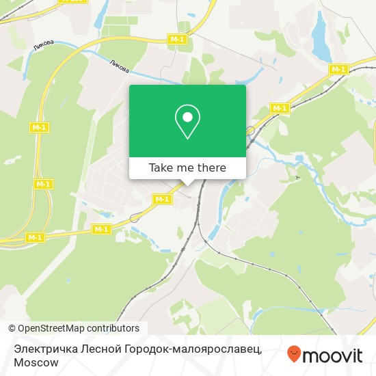 Электричка Лесной Городок-малоярославец map