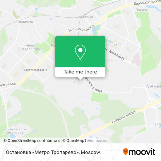 Остановка «Метро Тропарёво» map