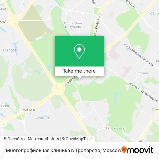 Многопрофильная клиника в Тропарево map