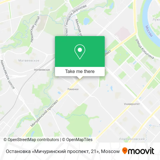 Остановка «Мичуринский проспект, 21» map