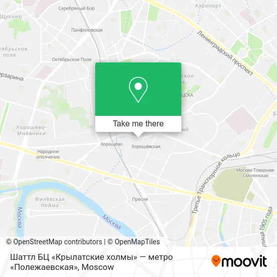 Шаттл БЦ «Крылатские холмы» — метро «Полежаевская» map