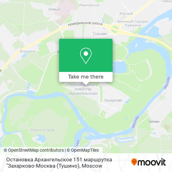 Остановка Архангельское 151 маршрутка "Захарково-Москва (Тушино) map