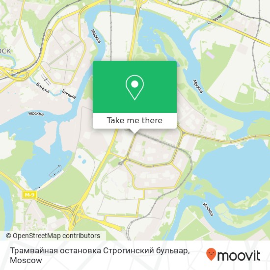 Трамвайная остановка Строгинский бульвар map