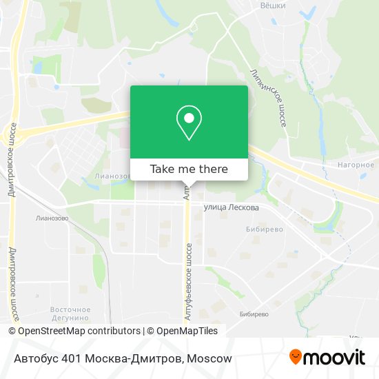 Автобус 401 Москва-Дмитров map