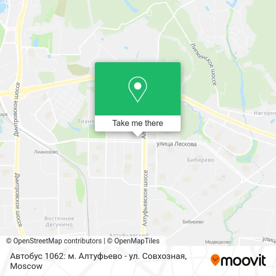 Автобус 1062: м. Алтуфьево - ул. Совхозная map