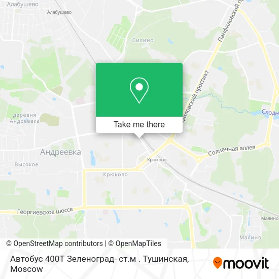 Автобус 400Т Зеленоград- ст.м . Тушинская map