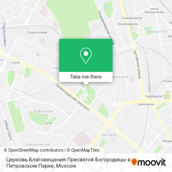 Церковь Благовещения Пресвятой Богородицы в Петровском Парке map