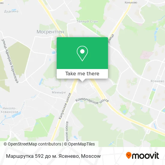 Маршрутка 592 до м. Ясенево map