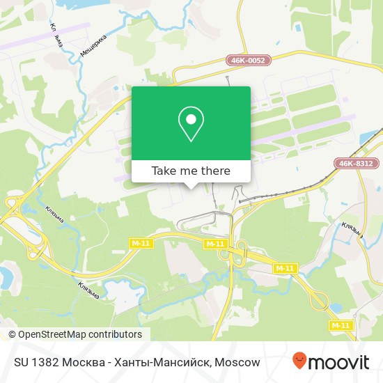 SU 1382 Москва - Ханты-Мансийск map