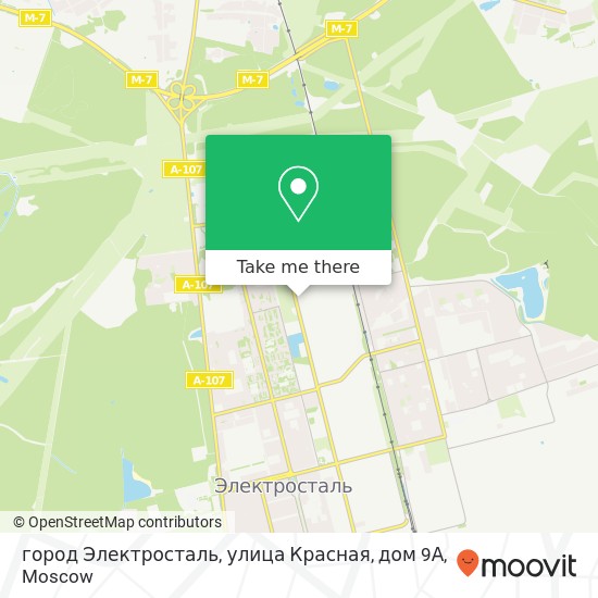 город Электросталь, улица Красная, дом 9А map