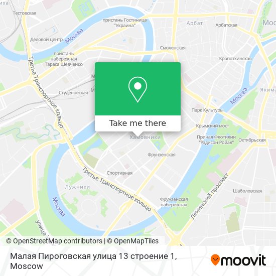 Малая Пироговская улица 13 строение 1 map