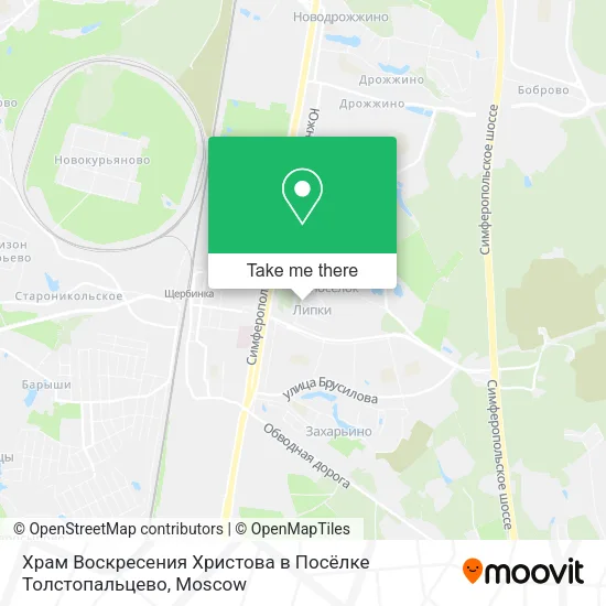 Храм Воскресения Христова в Посёлке Толстопальцево map