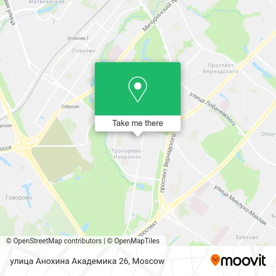 улица Анохина Академика 26 map