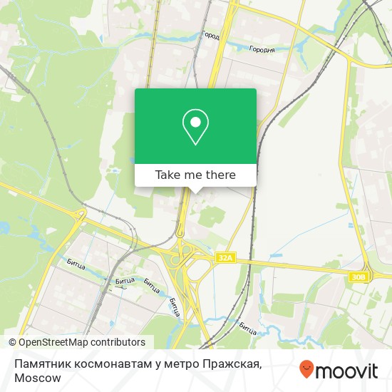 Памятник космонавтам у метро Пражская map