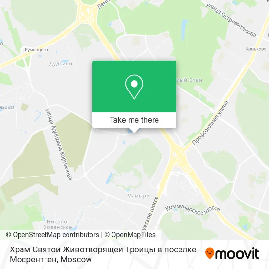 Храм Святой Животворящей Троицы в посёлке Мосрентген map