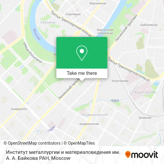 Институт металлургии и материаловедения им. А. А. Байкова РАН map