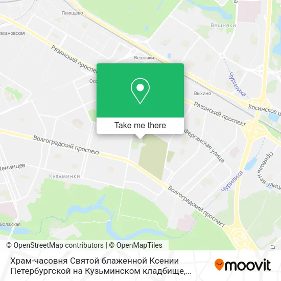 Храм-часовня Святой блаженной Ксении Петербургской на Кузьминском кладбище map