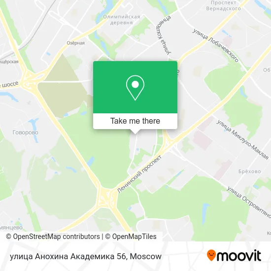 улица Анохина Академика 56 map
