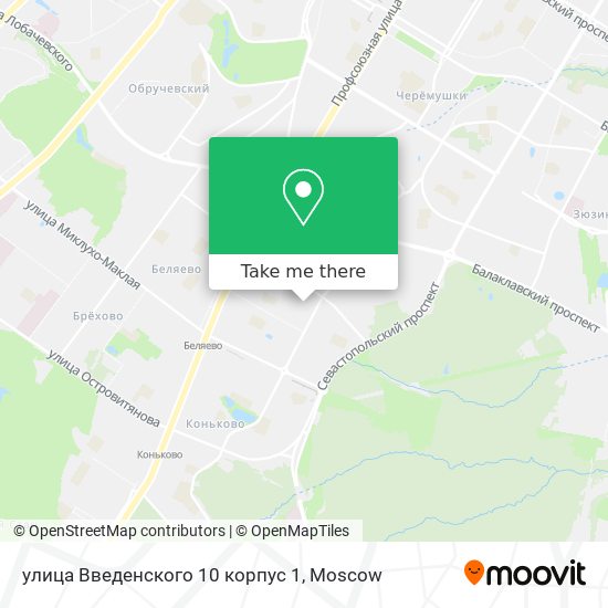 улица Введенского 10 корпус 1 map