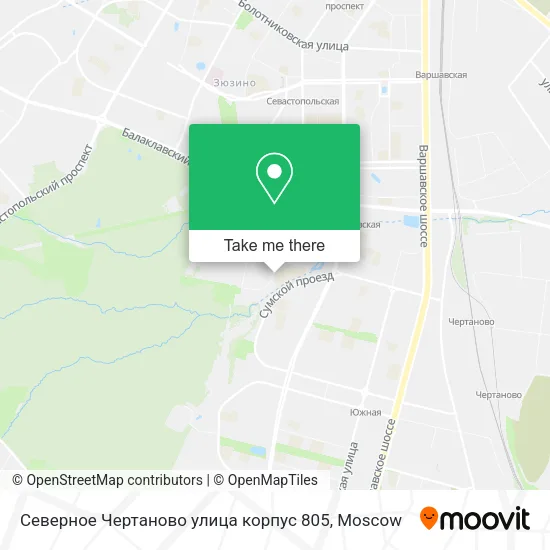 Северное Чертаново улица корпус 805 map