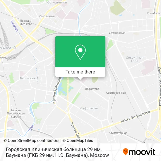 Городская Клиническая больница 29 им. Баумана (ГКБ 29 им. Н.Э. Баумана) map