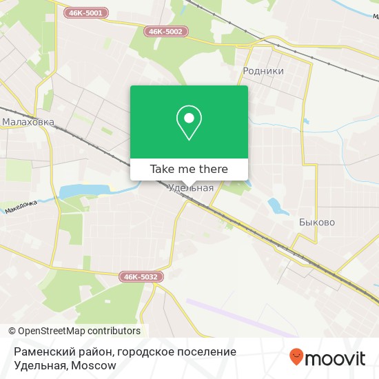 Раменский район, городское поселение Удельная map