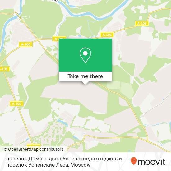 посёлок Дома отдыха Успенское, коттеджный поселок Успенские Леса map