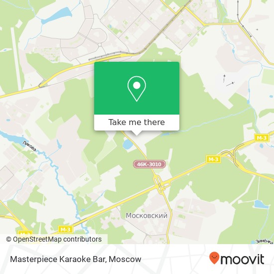 Masterpiece Karaoke Bar, посёлок Ульяновский Лесопарк Москва 142784 map