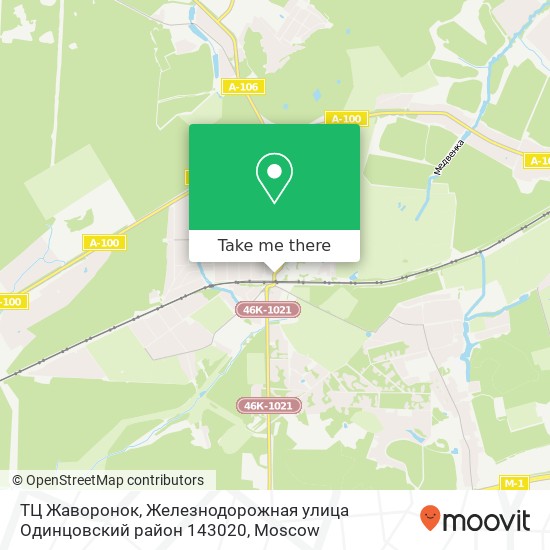 ТЦ Жаворонок, Железнодорожная улица Одинцовский район 143020 map