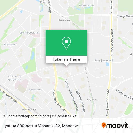 улица 800-летия Москвы, 22 map