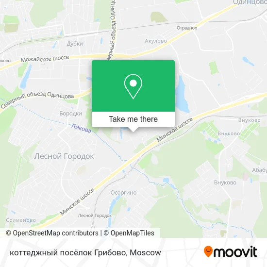 коттеджный посёлок Грибово map