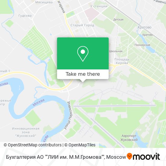 Бухгалтерия АО ""ЛИИ им. М.М.Громова"" map