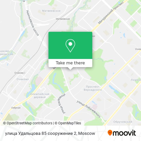 улица Удальцова 85 сооружение 2 map