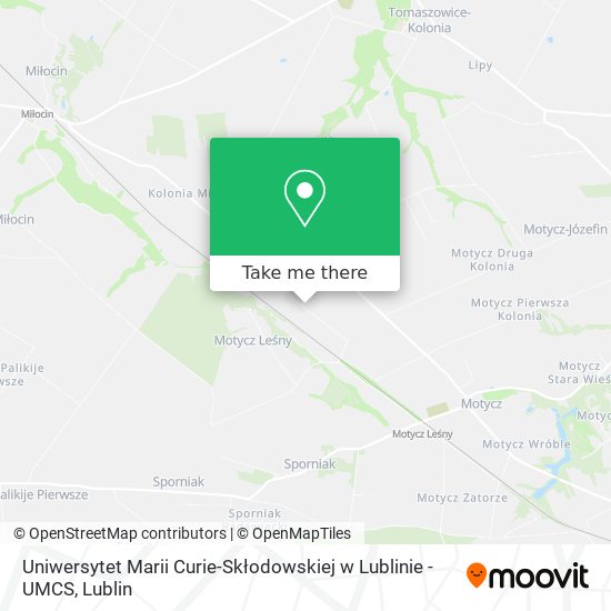 Карта Uniwersytet Marii Curie-Skłodowskiej w Lublinie - UMCS