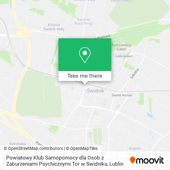 Powiatowy Klub Samopomocy dla Osob z Zaburzeniami Psychicznymi Tor w Swidniku map