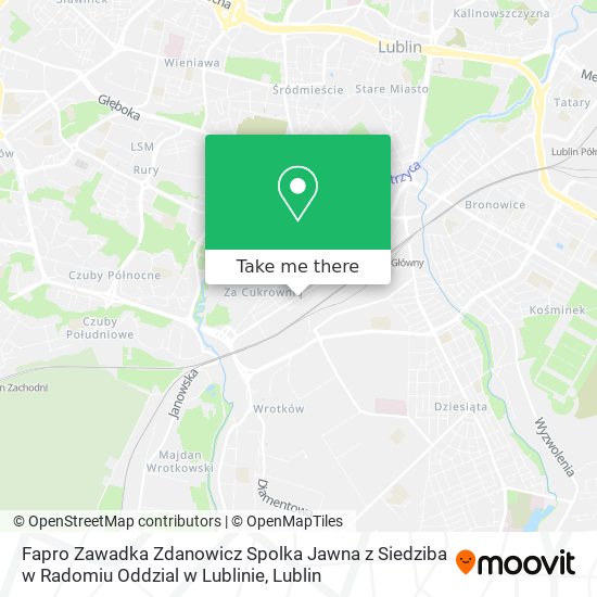 Карта Fapro Zawadka Zdanowicz Spolka Jawna z Siedziba w Radomiu Oddzial w Lublinie