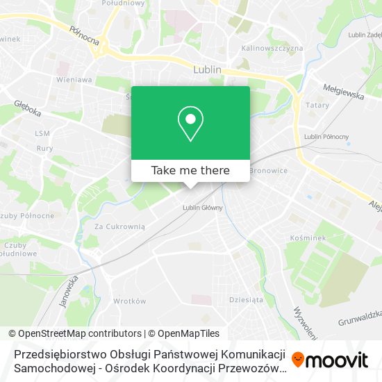 Карта Przedsiębiorstwo Obsługi Państwowej Komunikacji Samochodowej - Ośrodek Koordynacji Przewozów Lublin