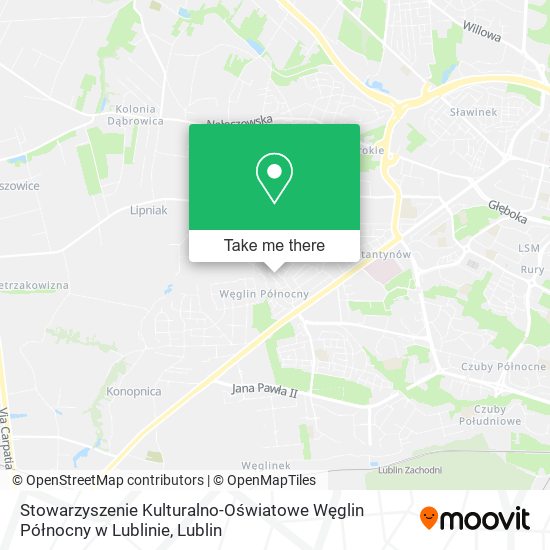 Карта Stowarzyszenie Kulturalno-Oświatowe Węglin Północny w Lublinie