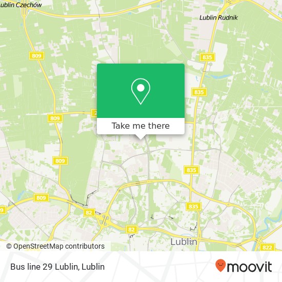 Карта Bus line 29 Lublin