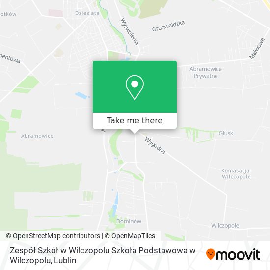 Карта Zespół Szkół w Wilczopolu Szkoła Podstawowa w Wilczopolu