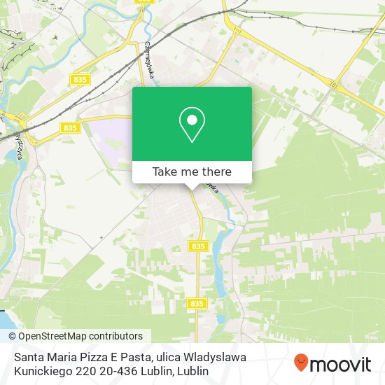Карта Santa Maria Pizza E Pasta, ulica Wladyslawa Kunickiego 220 20-436 Lublin