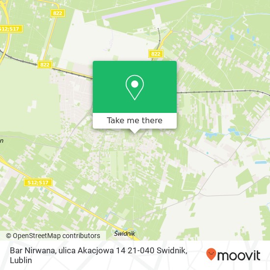Карта Bar Nirwana, ulica Akacjowa 14 21-040 Swidnik