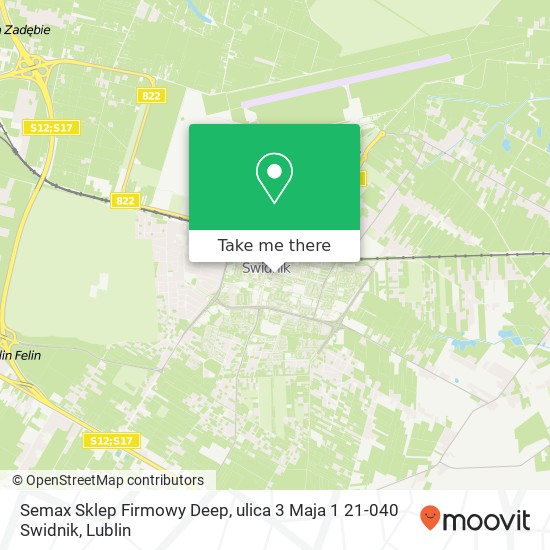 Карта Semax Sklep Firmowy Deep, ulica 3 Maja 1 21-040 Swidnik