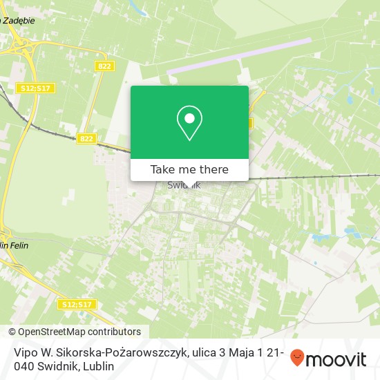 Карта Vipo W. Sikorska-Pożarowszczyk, ulica 3 Maja 1 21-040 Swidnik